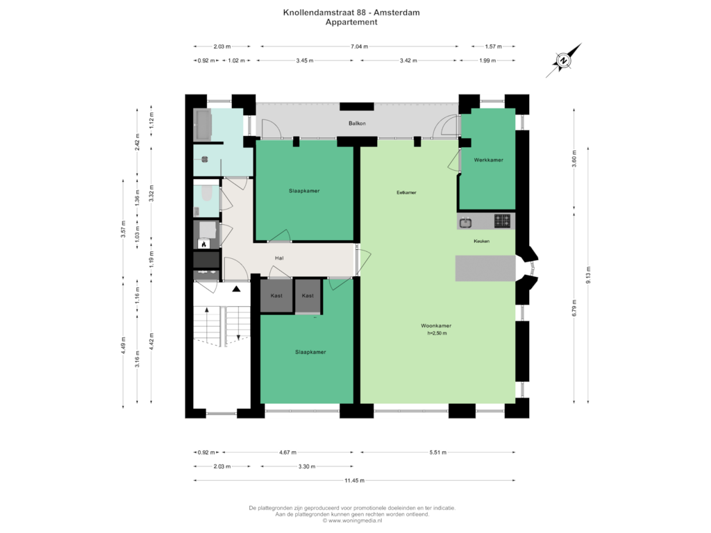 View floorplan of Appartement of Knollendamstraat 88