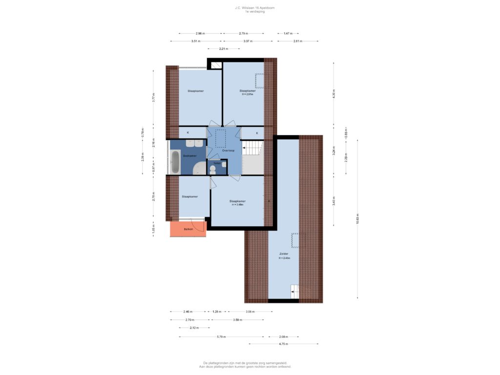 View floorplan of 1e verdieping of J.C. Wilslaan 16