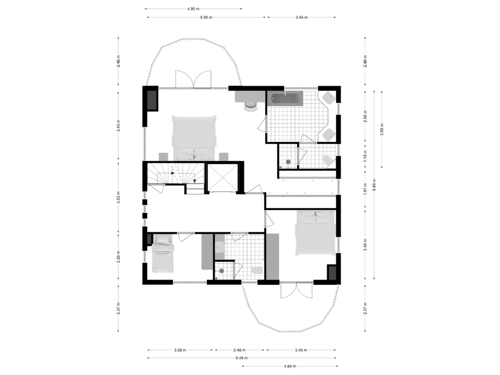 Bekijk plattegrond van Tweede verdieping van Amsteldijk Noord 103-E