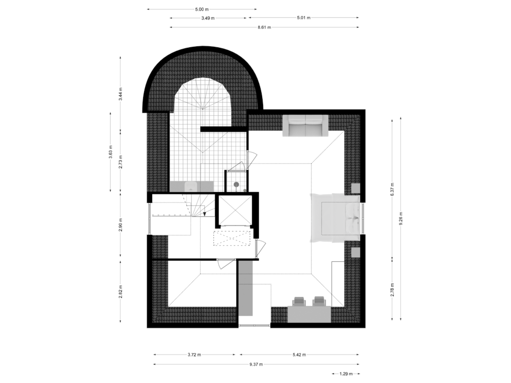 Bekijk plattegrond van Derde verdieping van Amsteldijk Noord 103-E