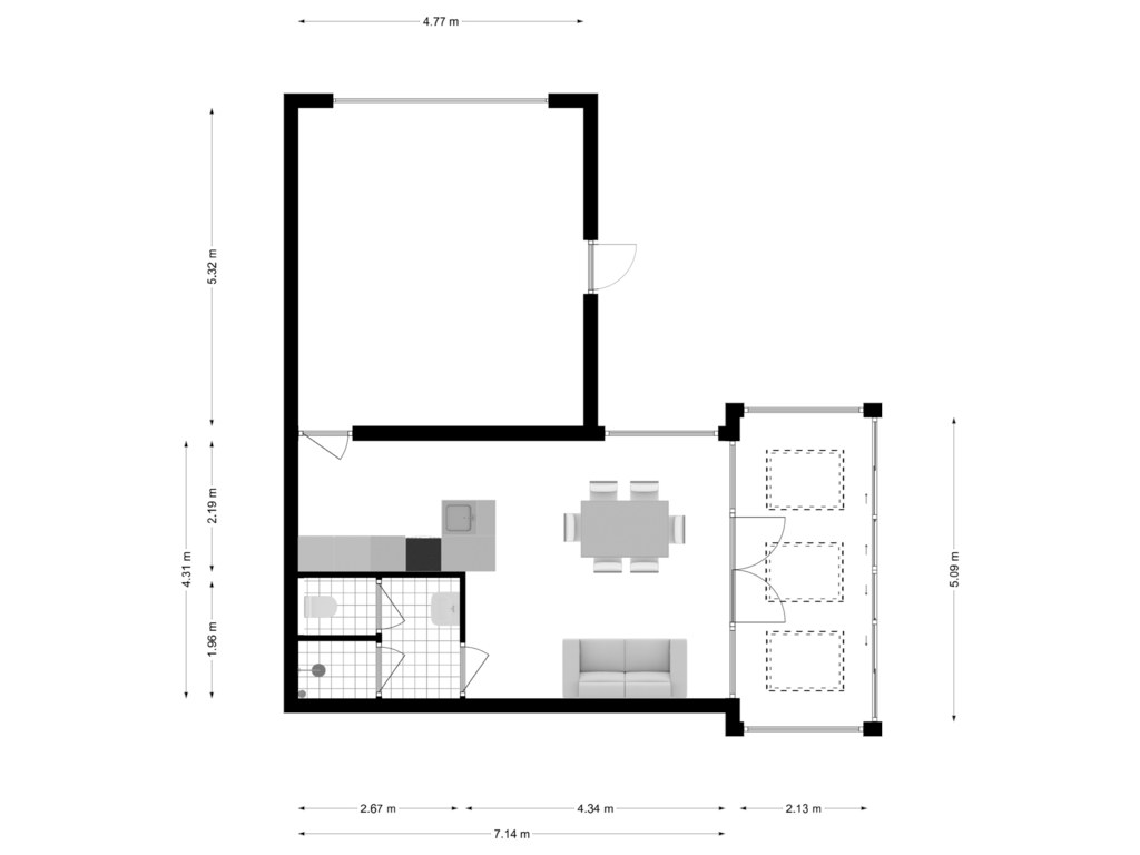 Bekijk plattegrond van Tuinhuis van Amsteldijk Noord 103-E