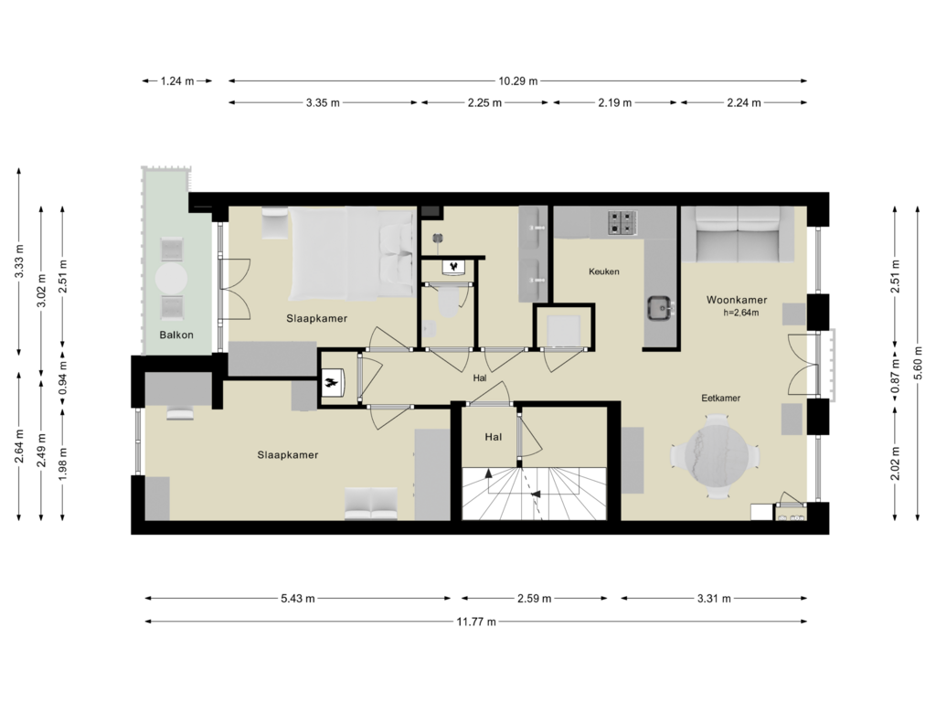 View floorplan of Eerste verdieping of Utrechtsestraat 99-1