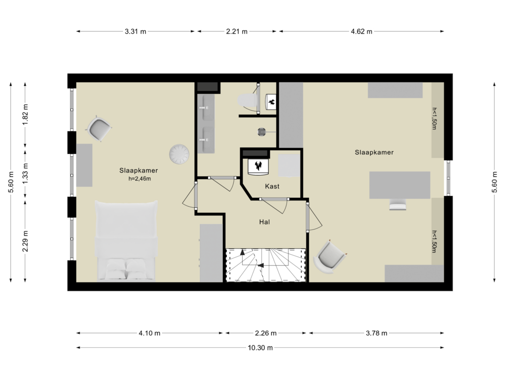 View floorplan of Derde verdieping of Utrechtsestraat 99-1