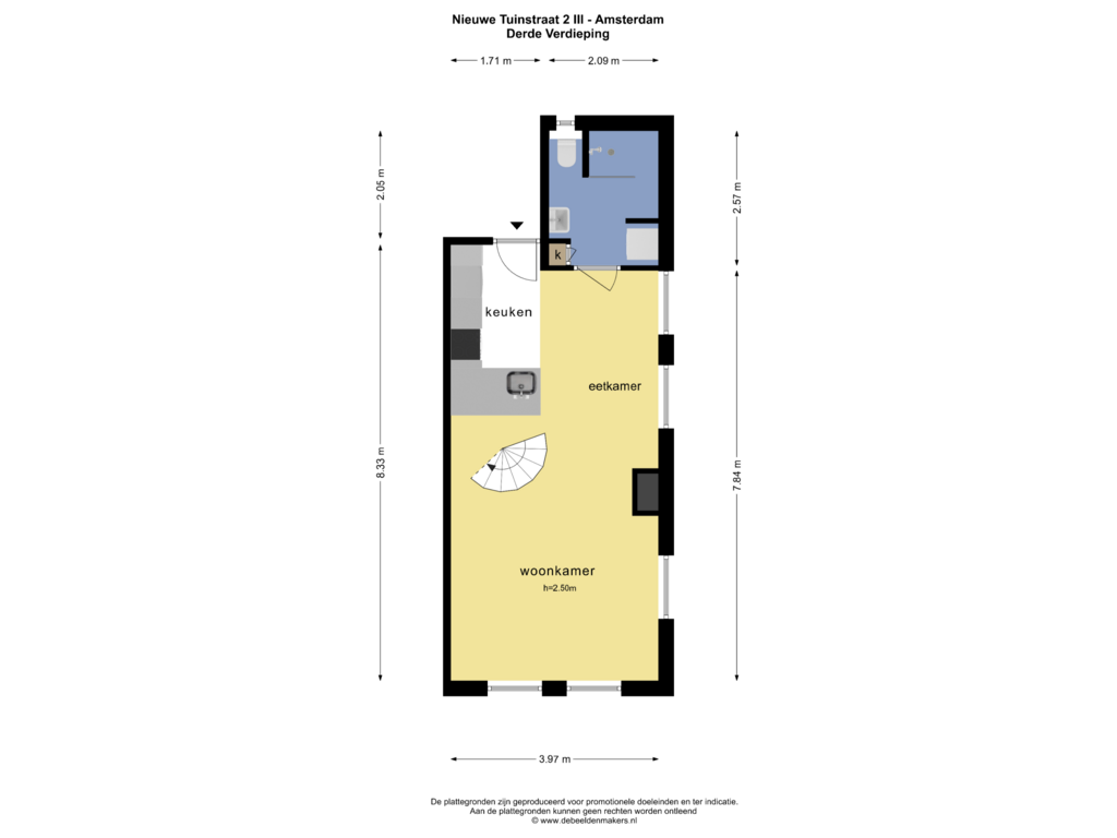 Bekijk plattegrond van DERDE VERDIEPING van Nieuwe Tuinstraat 2-3