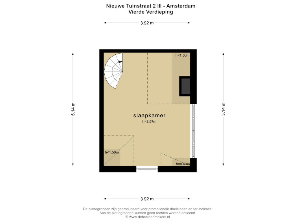 Bekijk plattegrond van VIERDE VERDIEPING van Nieuwe Tuinstraat 2-3