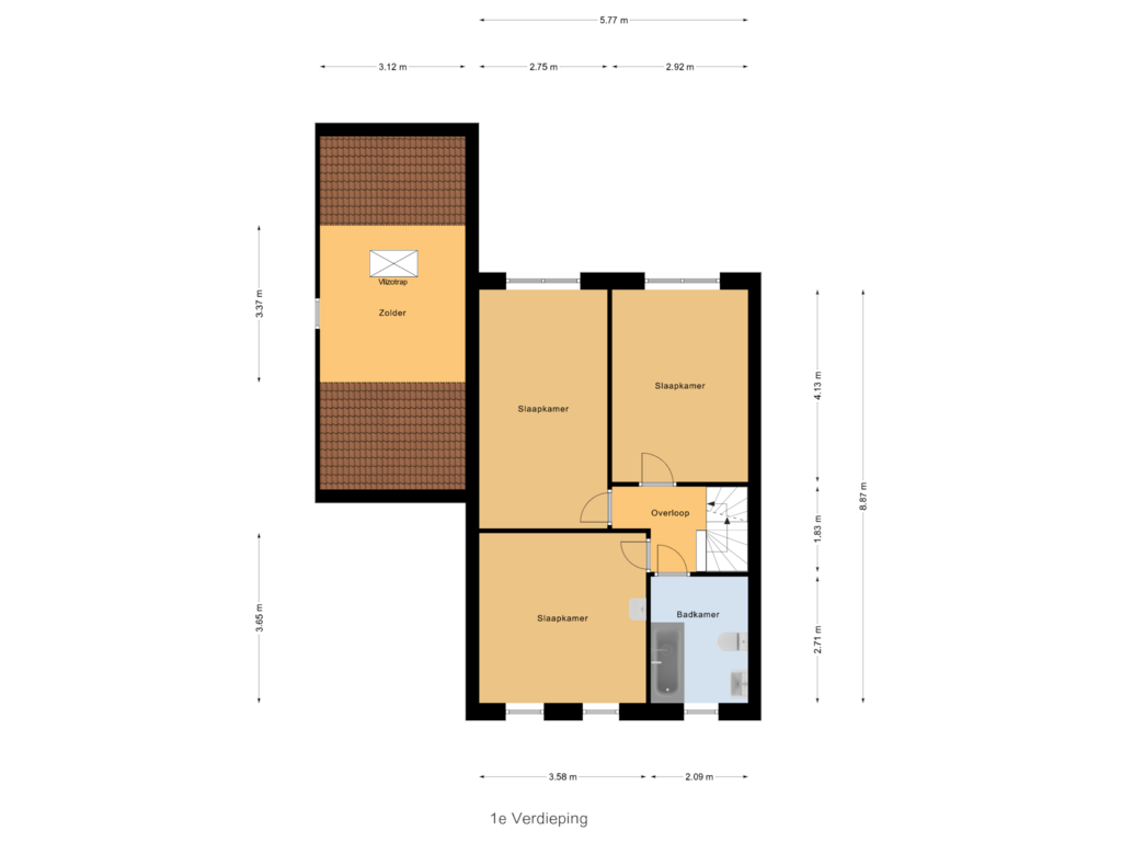 Bekijk plattegrond van 1e Verdieping van Oesterstraat 59