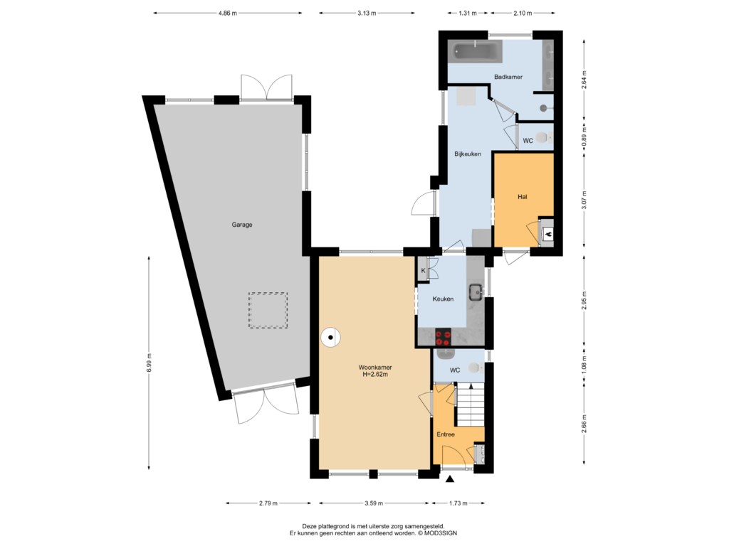 Bekijk plattegrond van Begane Grond van Dorpsstraat 210