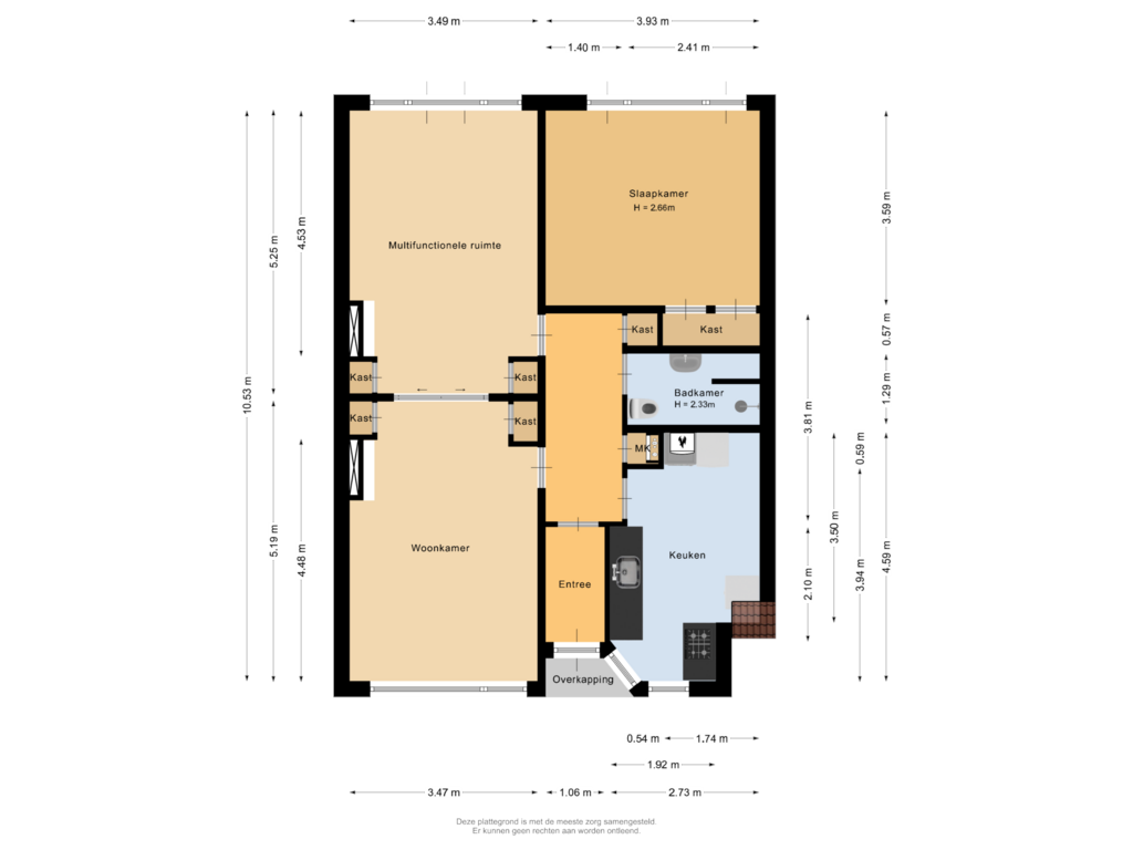 Bekijk plattegrond van Begane grond van Bickerstraat 10-A