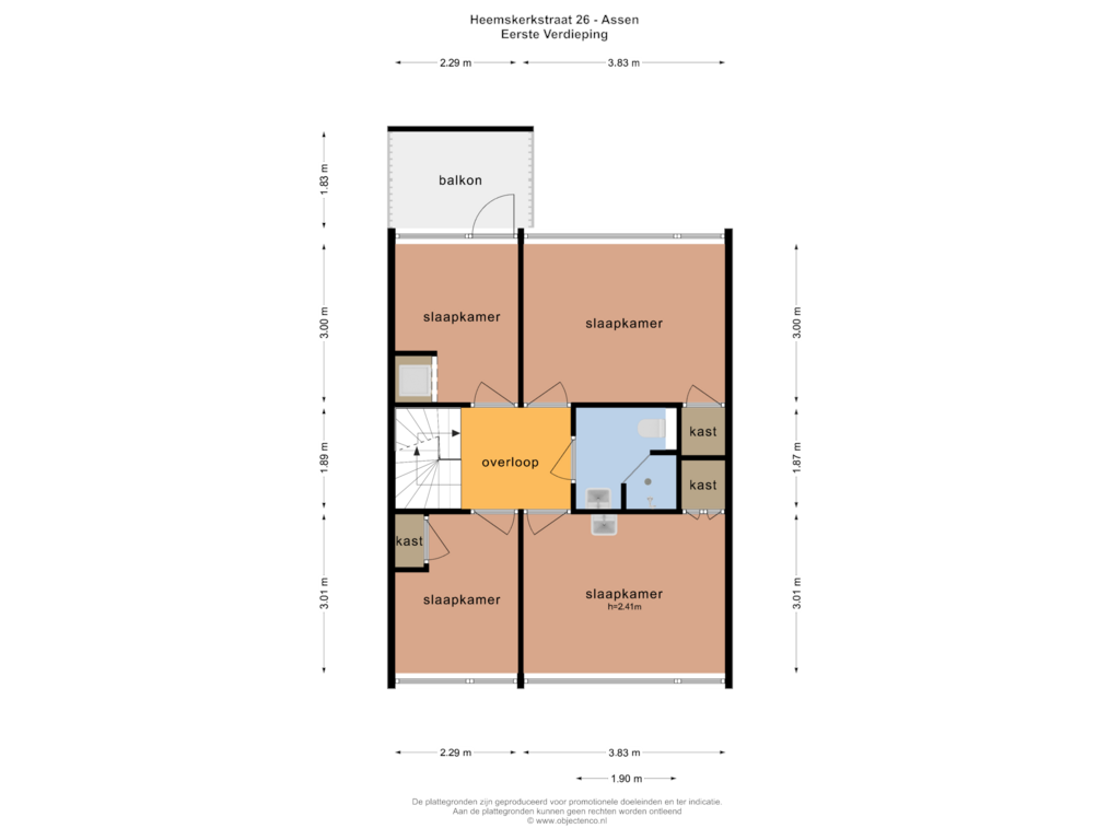 Bekijk plattegrond van EERSTE VERDIEPING van Heemskerkstraat 26