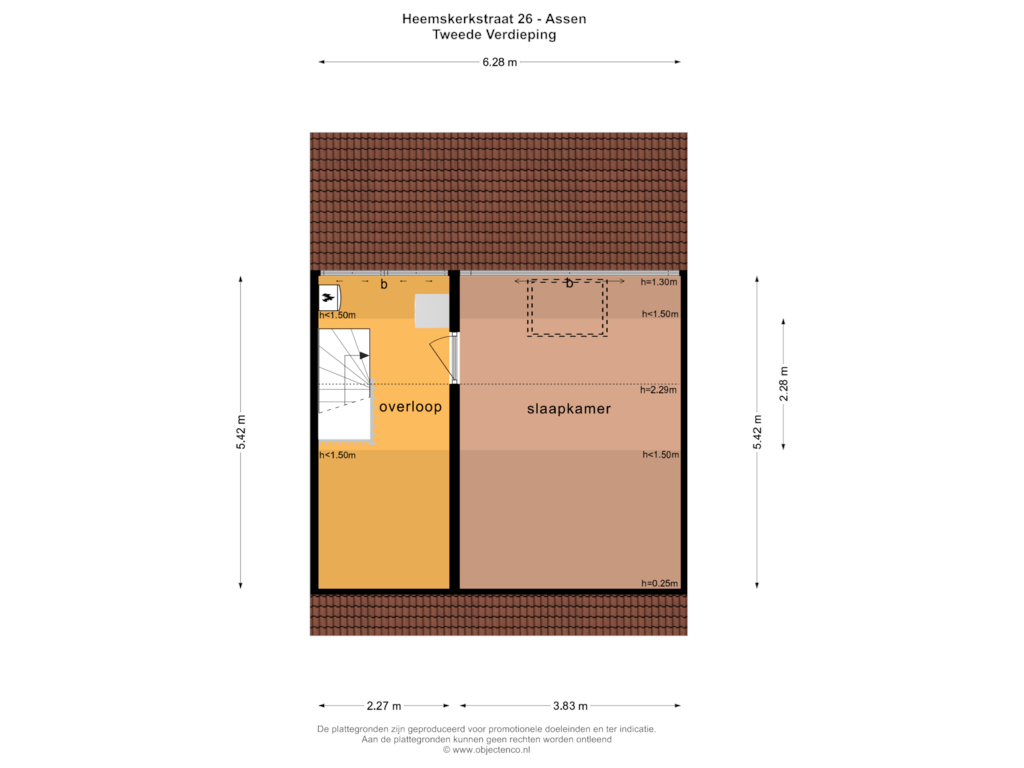 Bekijk plattegrond van TWEEDE VERDIEPING van Heemskerkstraat 26