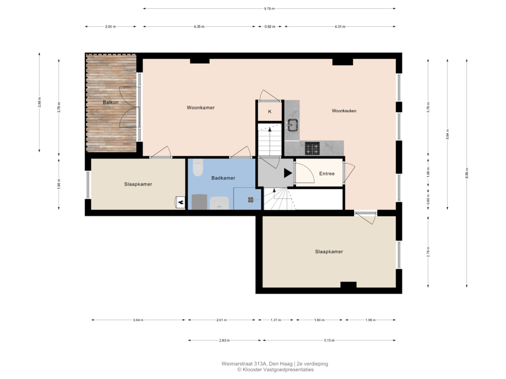 Bekijk plattegrond van 2e Verdieping van Weimarstraat 313-A