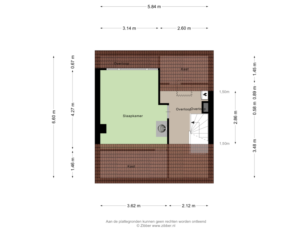 Bekijk plattegrond van Tweede verdieping van Roemer Visscherstraat 7