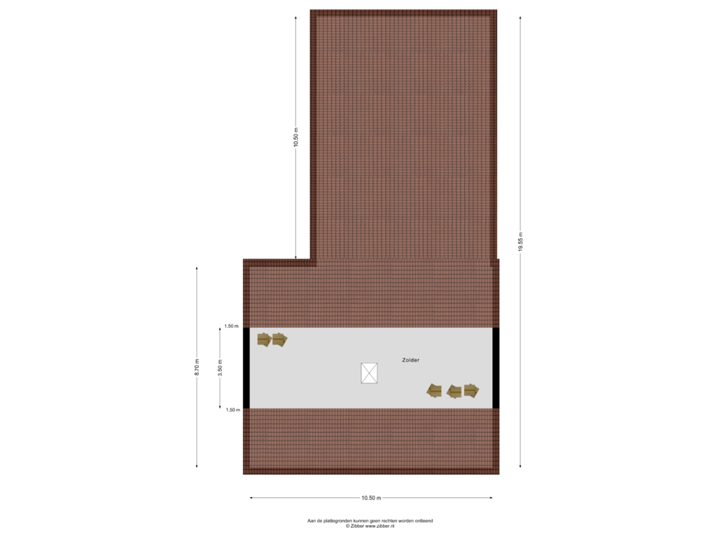 View floorplan of Zolder of Burg. Vullersstraat 12