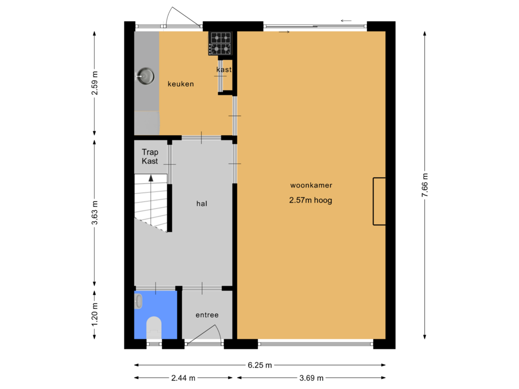 View floorplan of BGG of St. Annepad 21