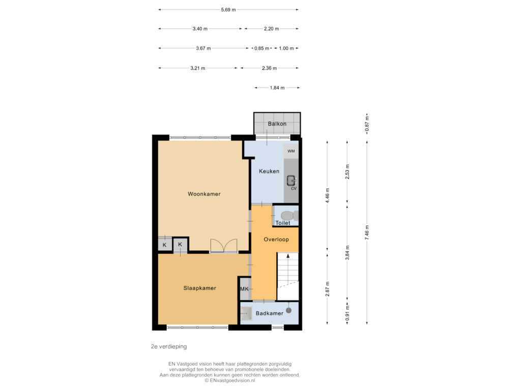 Bekijk plattegrond van 2e verdieping van Mandarijnenstraat 44-1