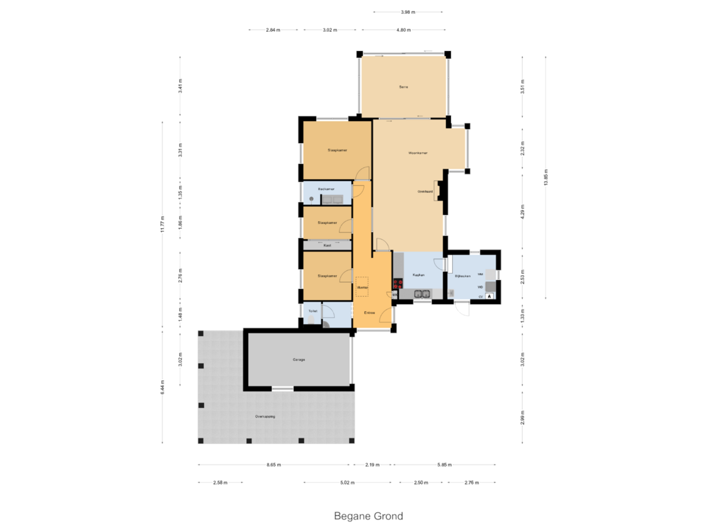 Bekijk plattegrond van Begane Grond van Oosterenbanweg 9