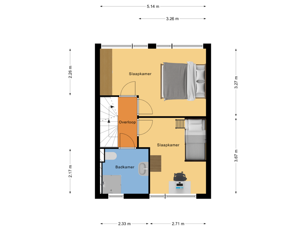 View floorplan of verdieping of Schaesbergstraat 36