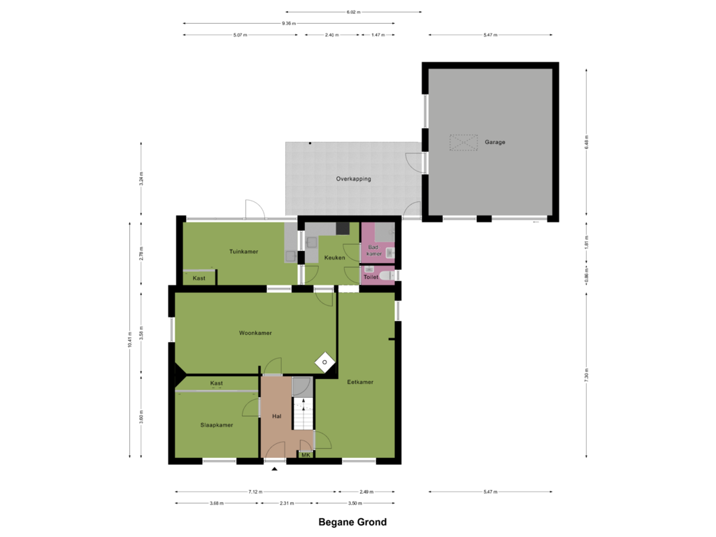 View floorplan of Begane Grond of Oudeweg 89