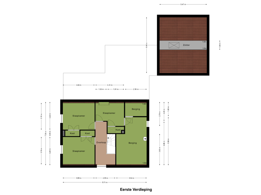 View floorplan of Eerste Verdieping of Oudeweg 89