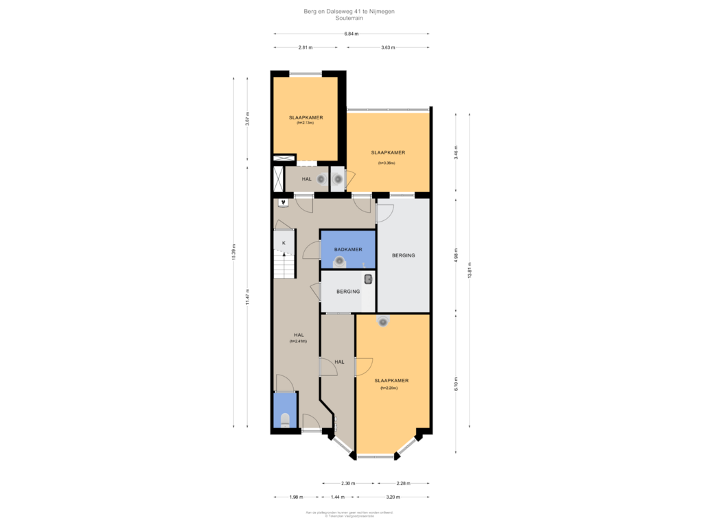 Bekijk plattegrond van Souterrain van Berg en Dalseweg 41