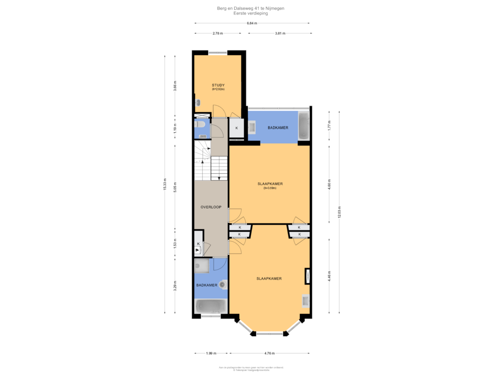 Bekijk plattegrond van Eerste verdieping van Berg en Dalseweg 41