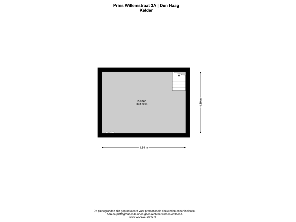 Bekijk plattegrond van Kelder van Prins Willemstraat 3-A