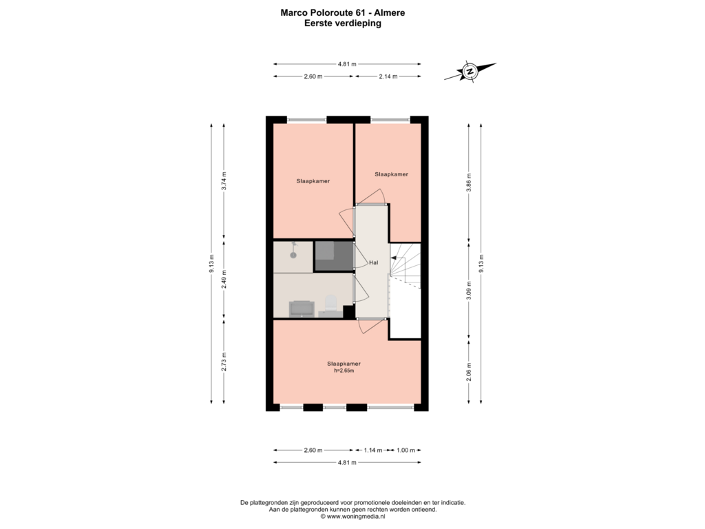 Bekijk plattegrond van Eerste verdieping van Marco Poloroute 61