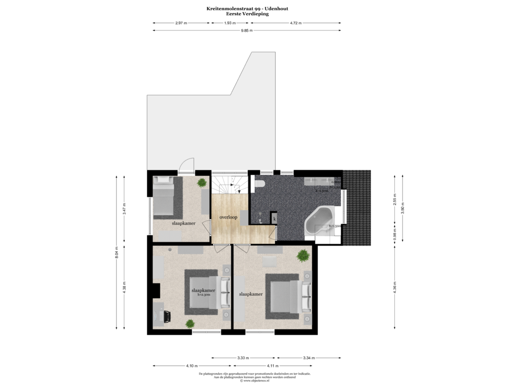 Bekijk plattegrond van EERSTE VERDIEPING van Kreitenmolenstraat 99