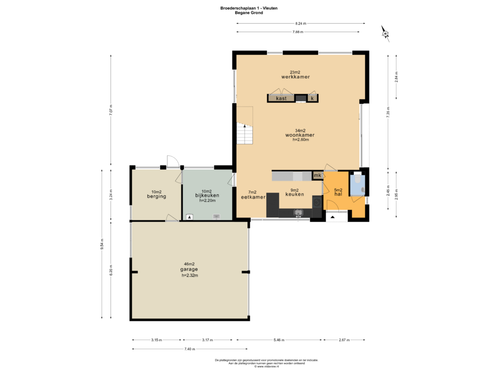 Bekijk plattegrond van BEGANE GROND van Broederschaplaan 1