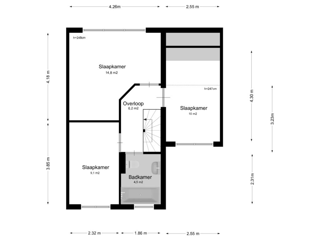 View floorplan of Verdieping 2 of Hendrik Tollensplantsoen 34