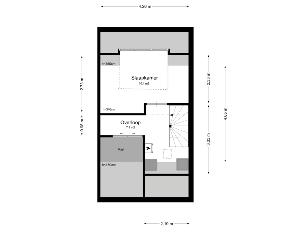 View floorplan of Verdieping 3 of Hendrik Tollensplantsoen 34