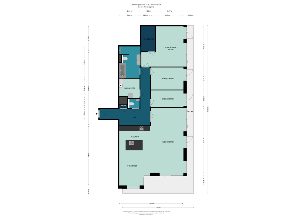 View floorplan of DERDE VERDIEPING of Céramiquelaan 319