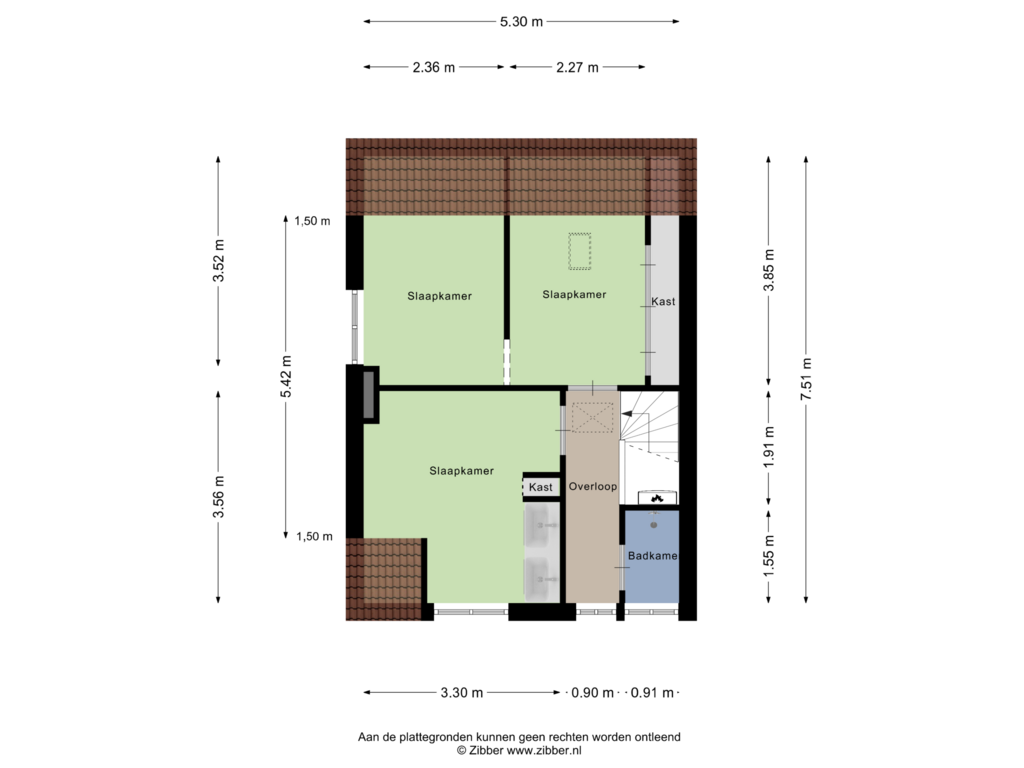 Bekijk plattegrond van Tweede verieping van Veerstraat 42-A