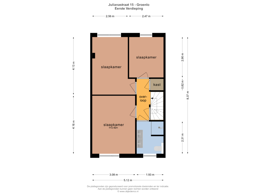 Bekijk plattegrond van EERSTE VERDIEPING van Julianastraat 15