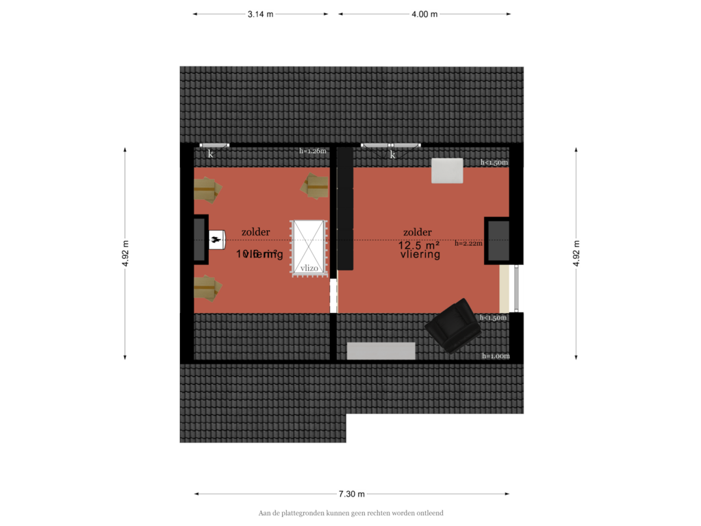 View floorplan of TWEEDE VERDIEPING of Gouverneur Houbenstraat 40