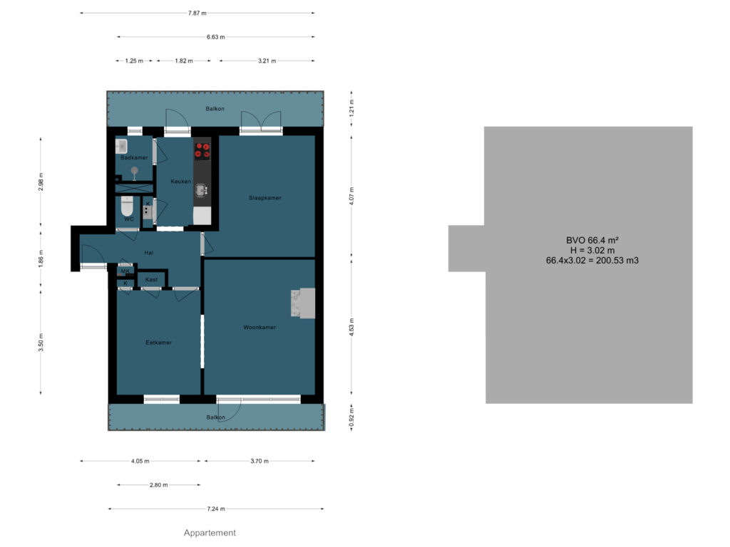 View floorplan of Appartement of Veldkamp 56