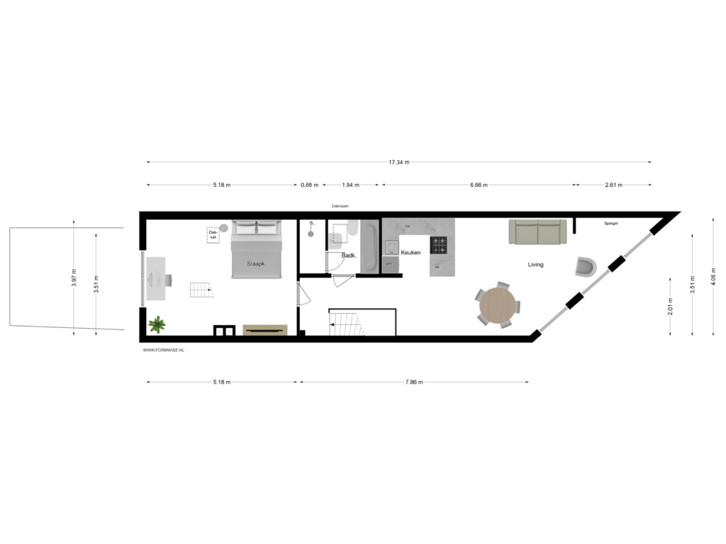 Bekijk plattegrond van 3e VERDIEPING van Prinsengracht 160