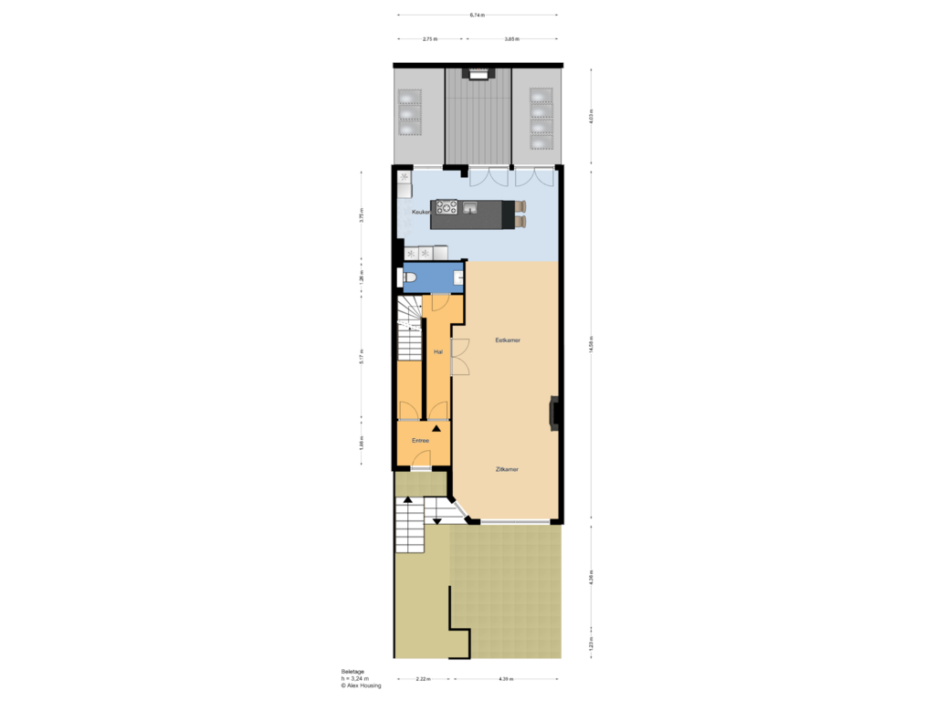 Bekijk plattegrond van Beletage van Badhuisweg 64-A