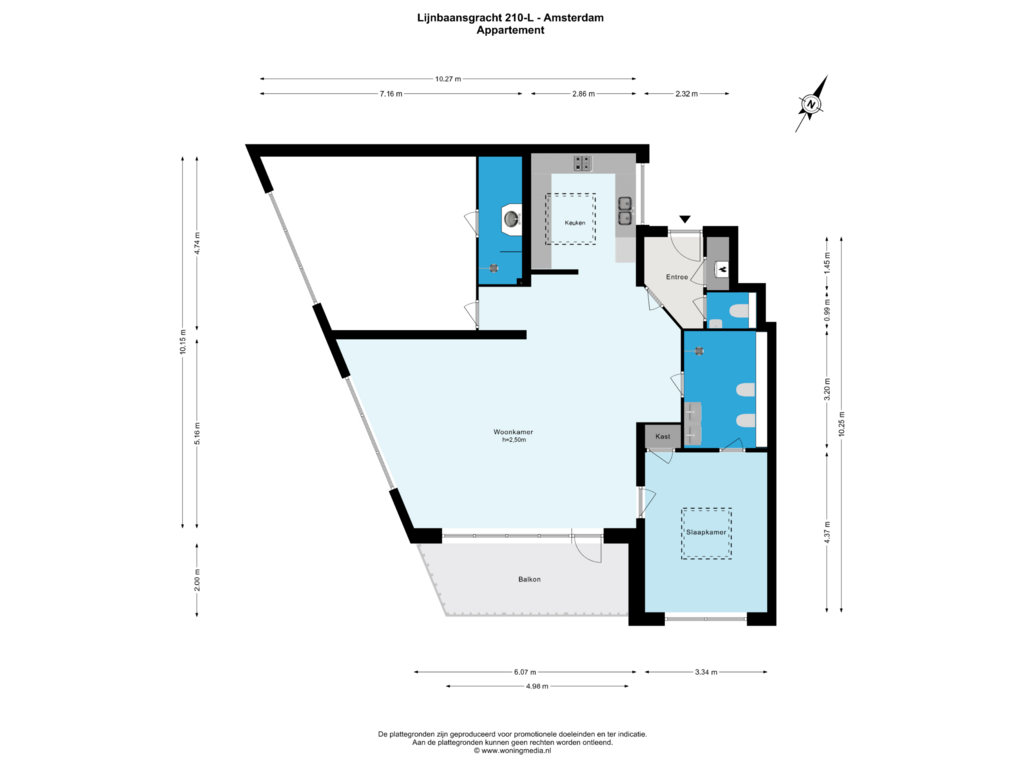 Bekijk plattegrond van Appartement van Lijnbaansgracht 210-L