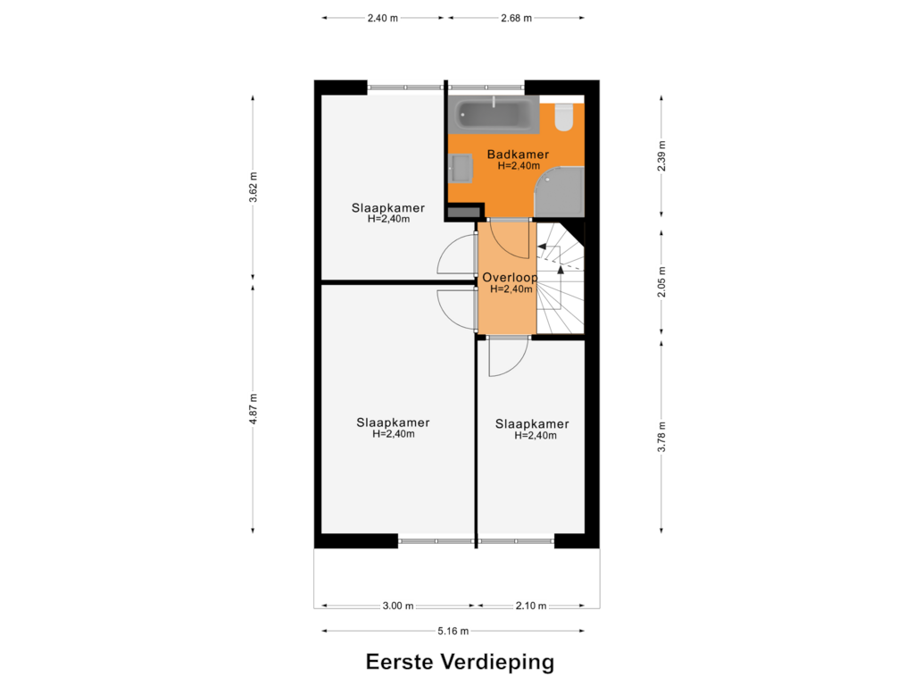 Bekijk plattegrond van Eerste Verdieping van Heufkestraat 18