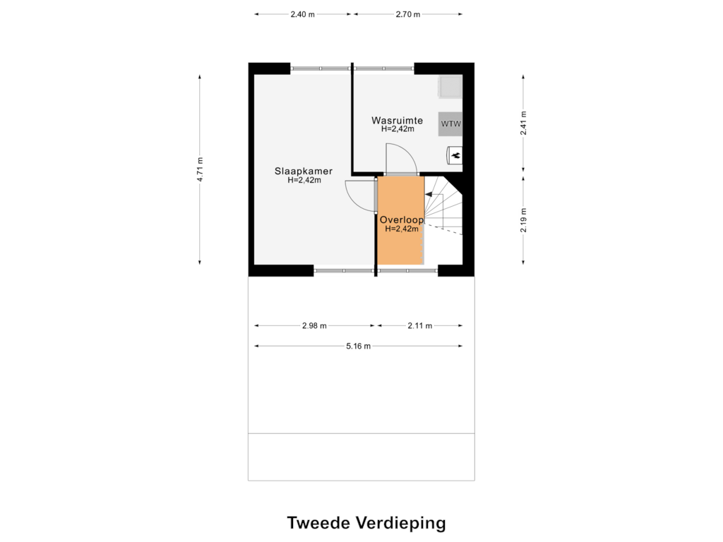 Bekijk plattegrond van Tweede Verdieping van Heufkestraat 18