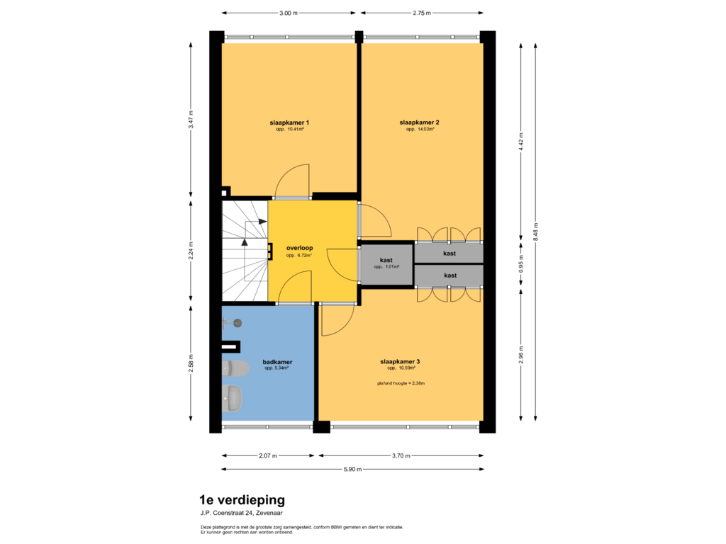 Bekijk plattegrond van 1e verdieping van JP Coenstraat 24