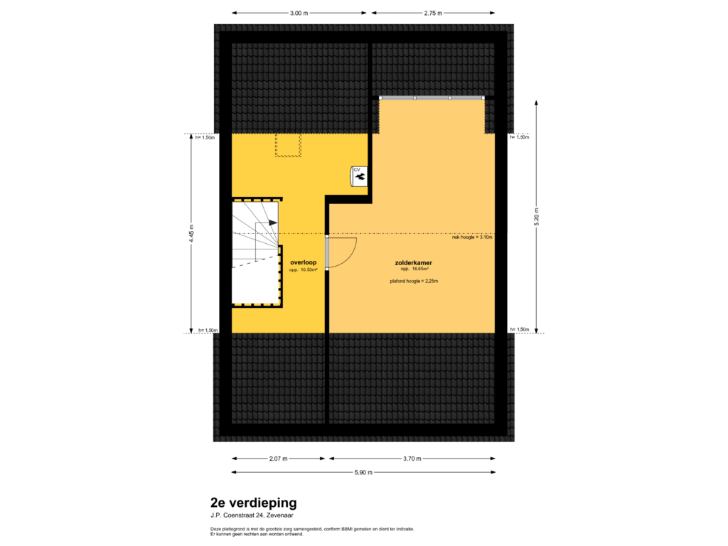 Bekijk plattegrond van 2e verdieping van JP Coenstraat 24