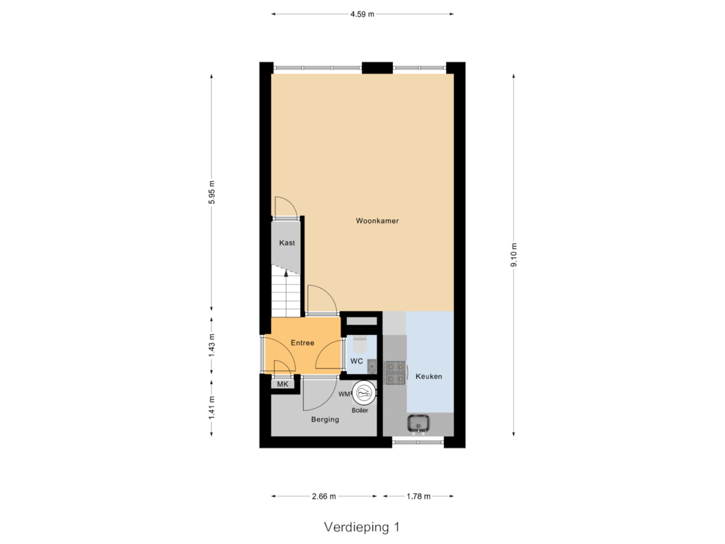 Bekijk plattegrond van Verdieping 1 van Van Dishoeckstraat 72