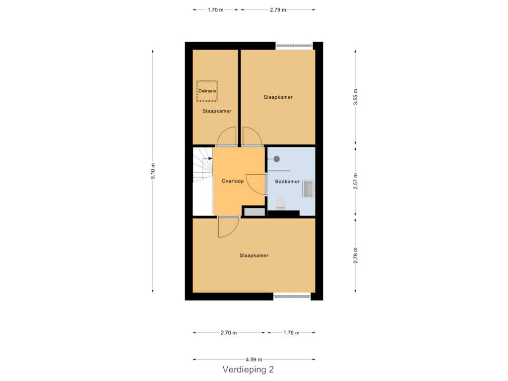 Bekijk plattegrond van Verdieping 2 van Van Dishoeckstraat 72