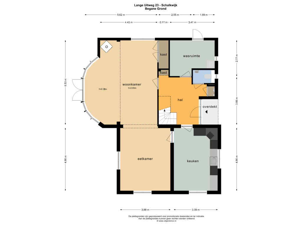 Bekijk plattegrond van BEGANE GROND van Lange Uitweg 23