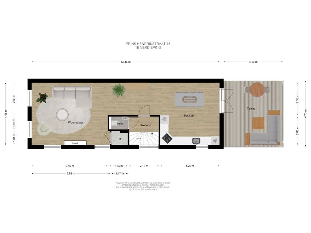 Bekijk plattegrond van Eerste Verdieping van Prins Hendrikstraat 18