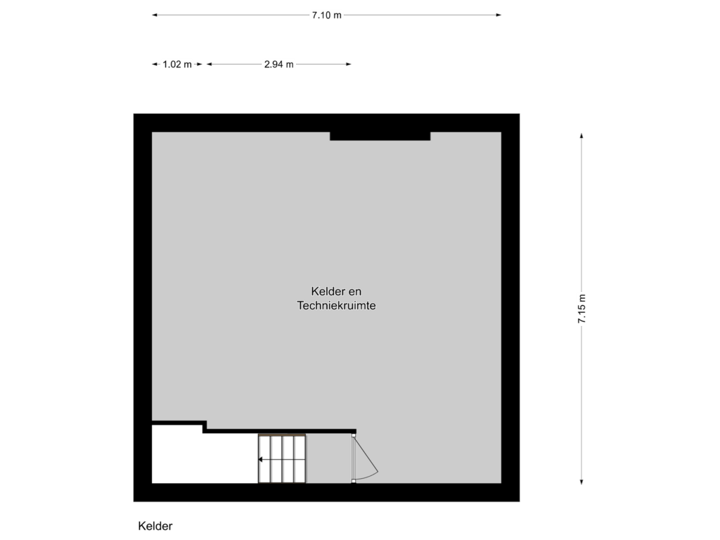 Bekijk plattegrond van kelder van Kuiperstraat 2-B