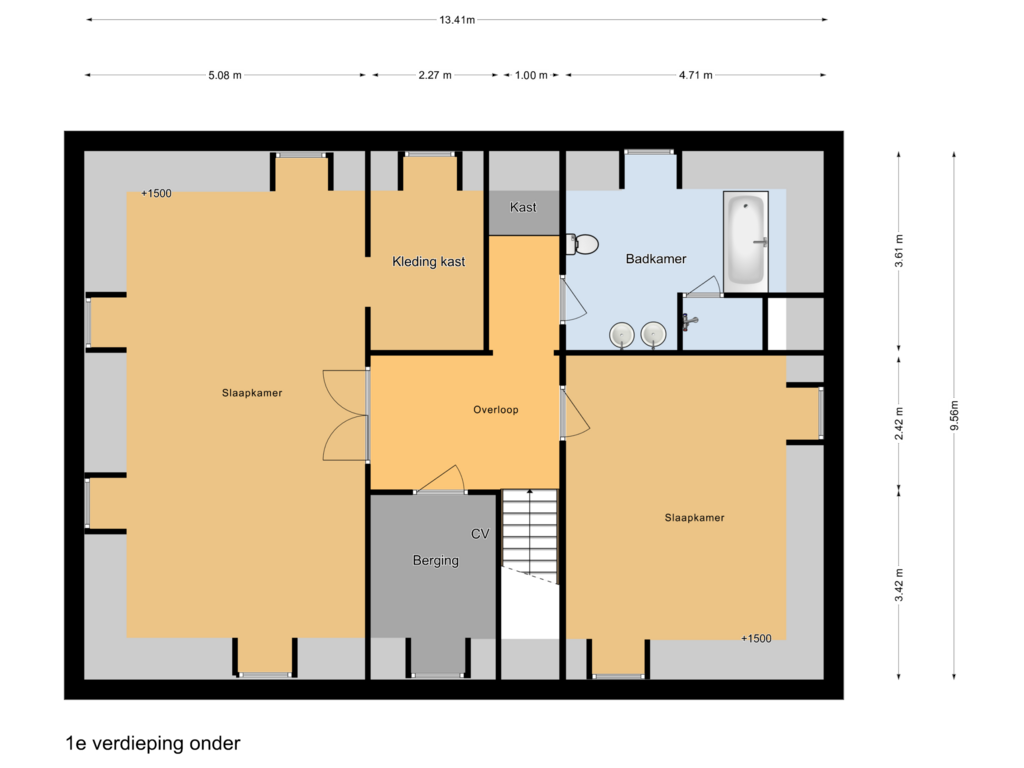 Bekijk plattegrond van 1e onder van Kuiperstraat 2-B