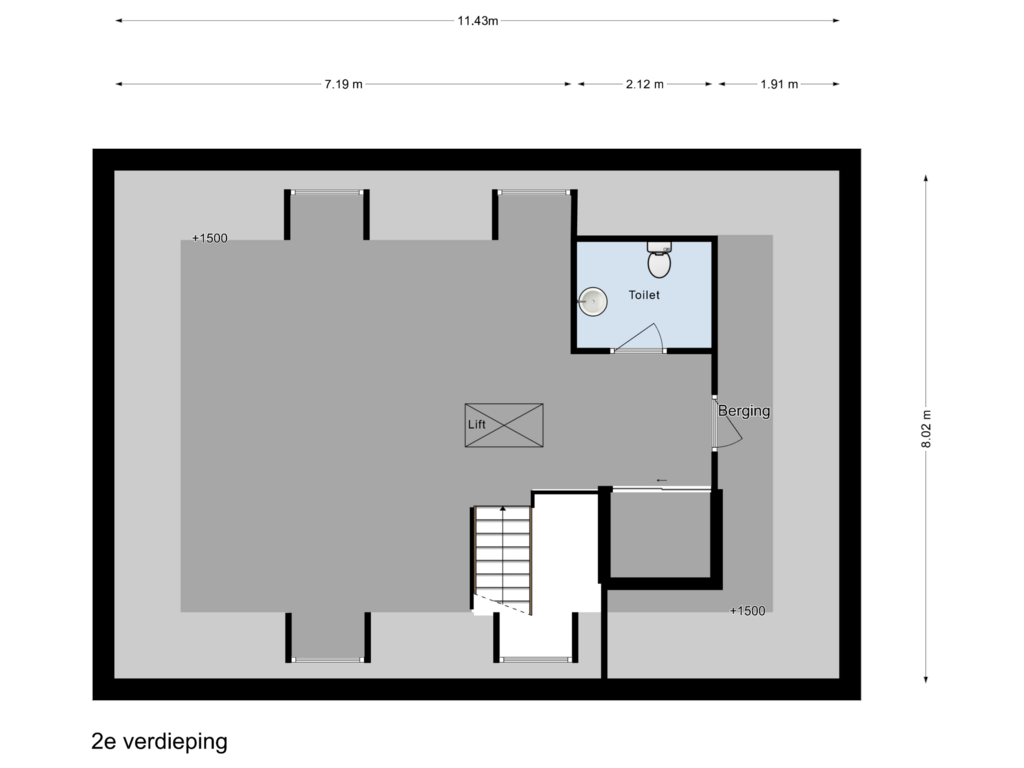 Bekijk plattegrond van 2e midden van Kuiperstraat 2-B